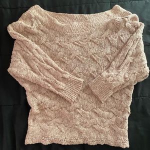 pink off the shoulder sweater